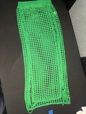 Green Crochet Knit Midi Cover-Up